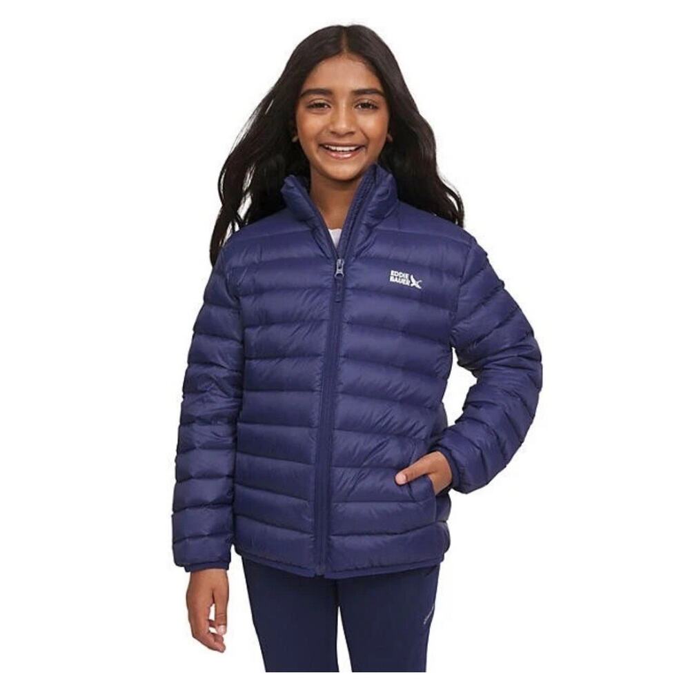 Eddie Bauer Girls‎ Youth Down Packable Lightweight Jacket Size L 10/12 Navy Blue